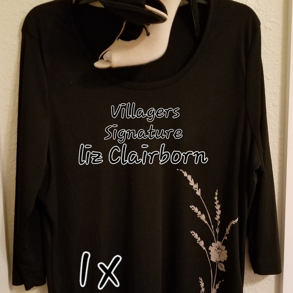 🎈2 for 10 🎈Villagers Signature blk tan blouse